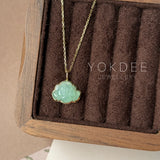 Icy A-Grade Light Green Jadeite Lotus Pendant No. 172683