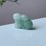 A-Grade Moss On Snow Jadeite Rabbit Pendant No. 172937