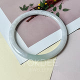 SOLD OUT: 59.6mm A-Grade Natural Lilac Green Jadeite Traditional Round Slim Cut Bangle No. 152222