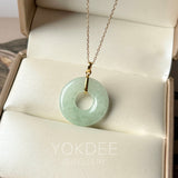 A-Grade Natural Light Green Jadeite Ancient Coin Donut Pendant No.172635