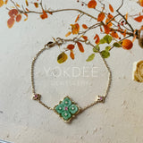 A-Grade Natural Moss On Snow Jadeite Osmanthus Flowers Bracelet No.190497