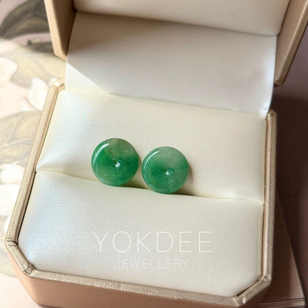 A-Grade Natural Imperial Green Jadeite Donut Pair No.180854