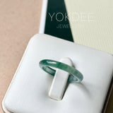 18.2mm Icy A-Grade Natural Bluish Green Jadeite Slim Cut Ring Band No. 162637
