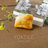 A-Grade Natural Yellow White Jadeite Goat Pendant No.172864
