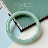 65mm A-Grade Bluish Green Jadeite Modern Round Bangle No.152150