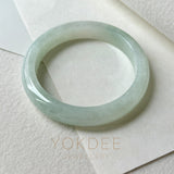 55mm A-Grade Natural Light Green Jadeite Modern Round Bangle No.152095