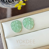 5.75 cts Icy A-Grade Natural Apple Green Jadeite Leaf Pair No. 180922