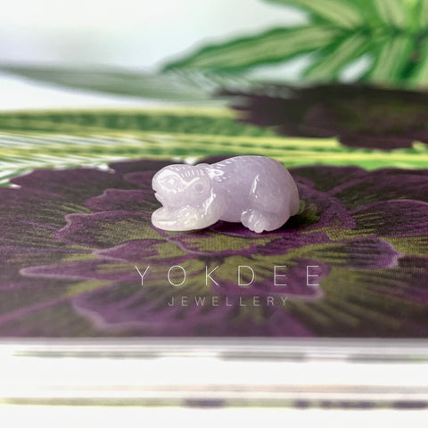 A-Grade Natural Lavender Jadeite Rat Pendant No.172205