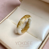 19.1mm A-Grade Brownish Yellow White Jadeite Ring Band No. 161656