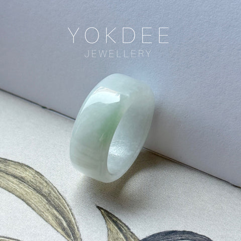 16.2mm A-Grade Natural Light Lavender Green Jadeite Abacus Ring Band No.162513