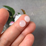A-Grade Natural Pink Jadeite Round Cabochon Pair No. 130303