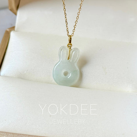 SOLD OUT: Icy A-Grade Light Green Jadeite Bunny Pendant No. 172848