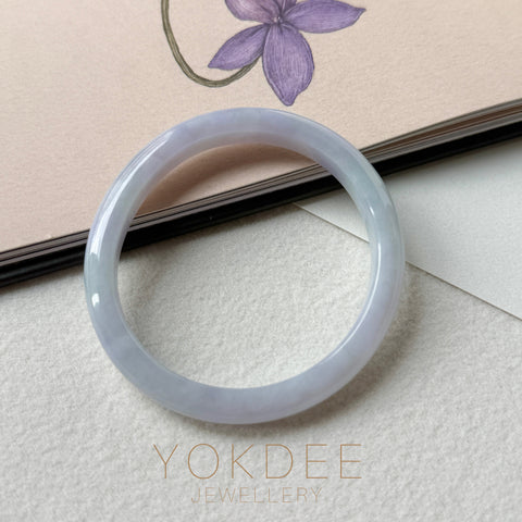 54mm A-Grade Natural Lavender Green Jadeite Modern Oval Bangle No. 152099