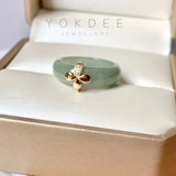 18.1mm A-Grade Natural Green Jadeite Ring with D.Petals Embellishment No.162321