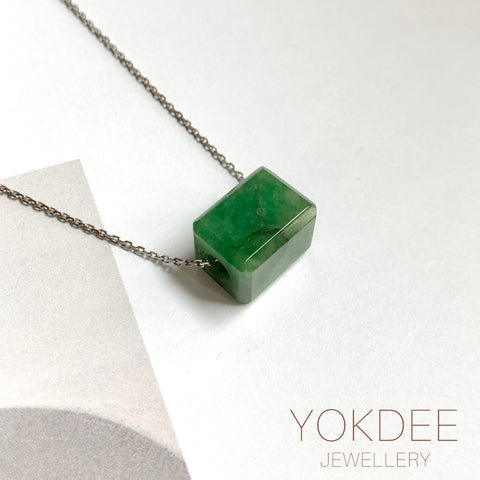 A-Grade Natural Green Jadeite Rectangle Barrel No. 172795