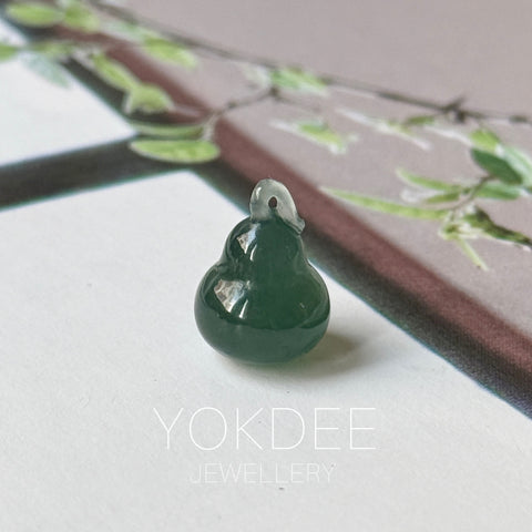 Icy A-Grade Deep Indigo Jadeite Hulu (Calabash) Pendant No. 172942