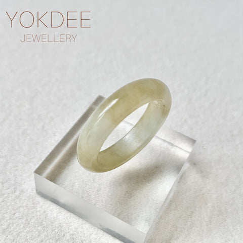 19.2mm A-Grade Natural Light Yellowish Green Jadeite Ring Band No. 161575