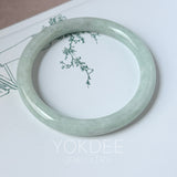 58.5mm A-Grade Natural Sage Green Jadeite Traditional Round Bangle No. 152172