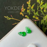 Icy A-Grade Natural Green Jadeite Hulu (Calabash) Pair No.180925