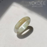 17.2mm A-Grade Natural White Yellow Jadeite Ring Band No. 161870