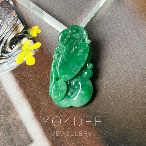 A-Grade Green Jadeite Ruyi Pendant No. 170967