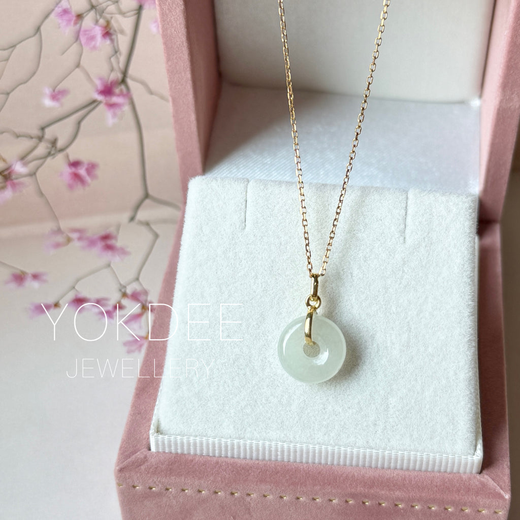 Icy A-Grade Natural White Jadeite Bagel Pendant No.172986