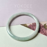 59.4mm A-Grade Natural Light Green Lavender Jadeite Traditional Round Slim Cut Bangle No.152119