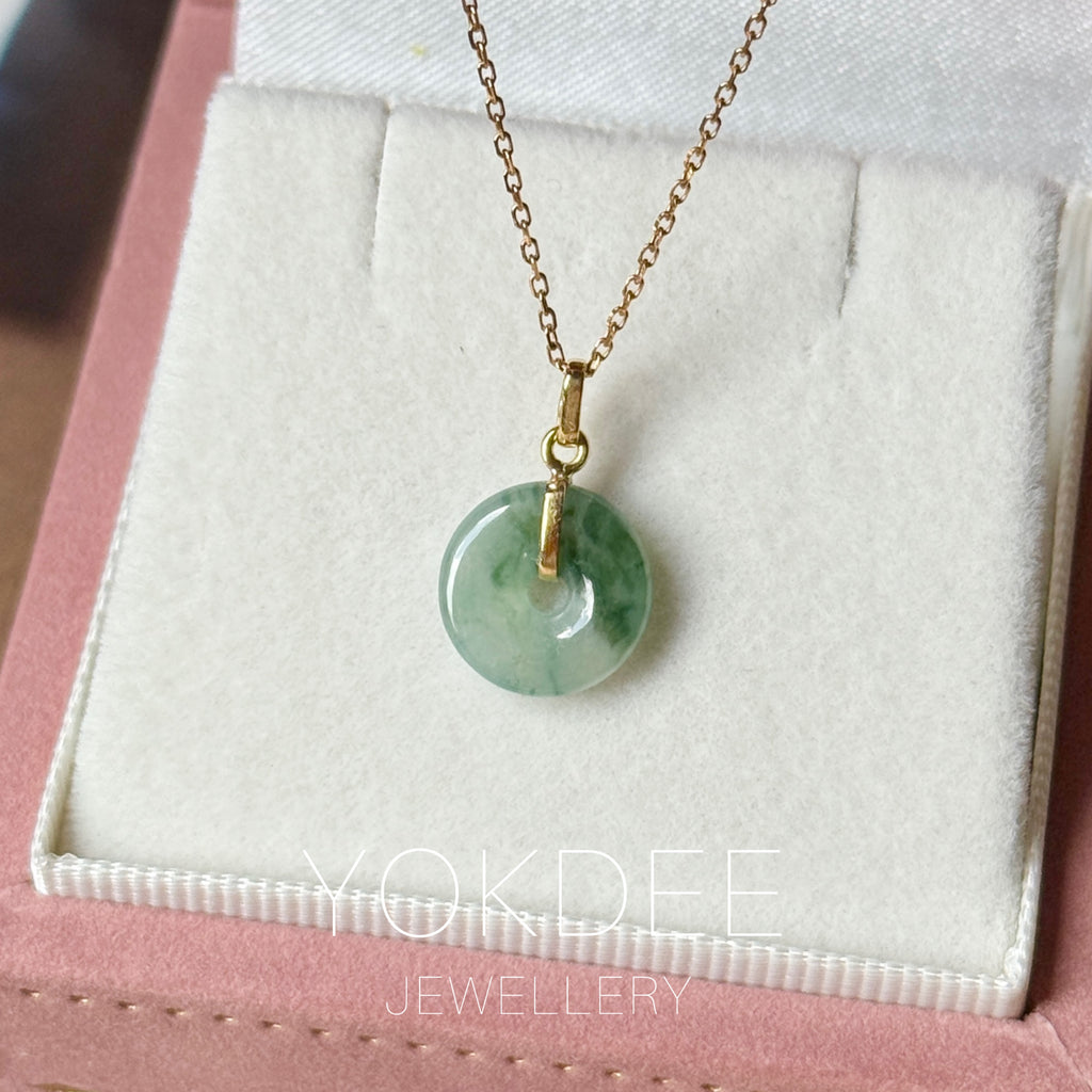 Icy A-Grade Natural Floral Jadeite Donut Pendant No.172978
