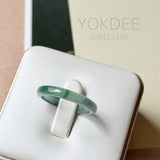 18.2mm Icy A-Grade Natural Bluish Green Jadeite Slim Cut Ring Band No. 162636