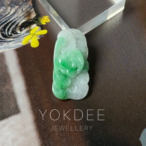 A-Grade Moss on Snow Jadeite Ruyi Pendant No. 170968