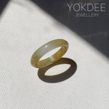 17.2mm A-Grade Natural Yellow White Jadeite Ring Band No. 161861