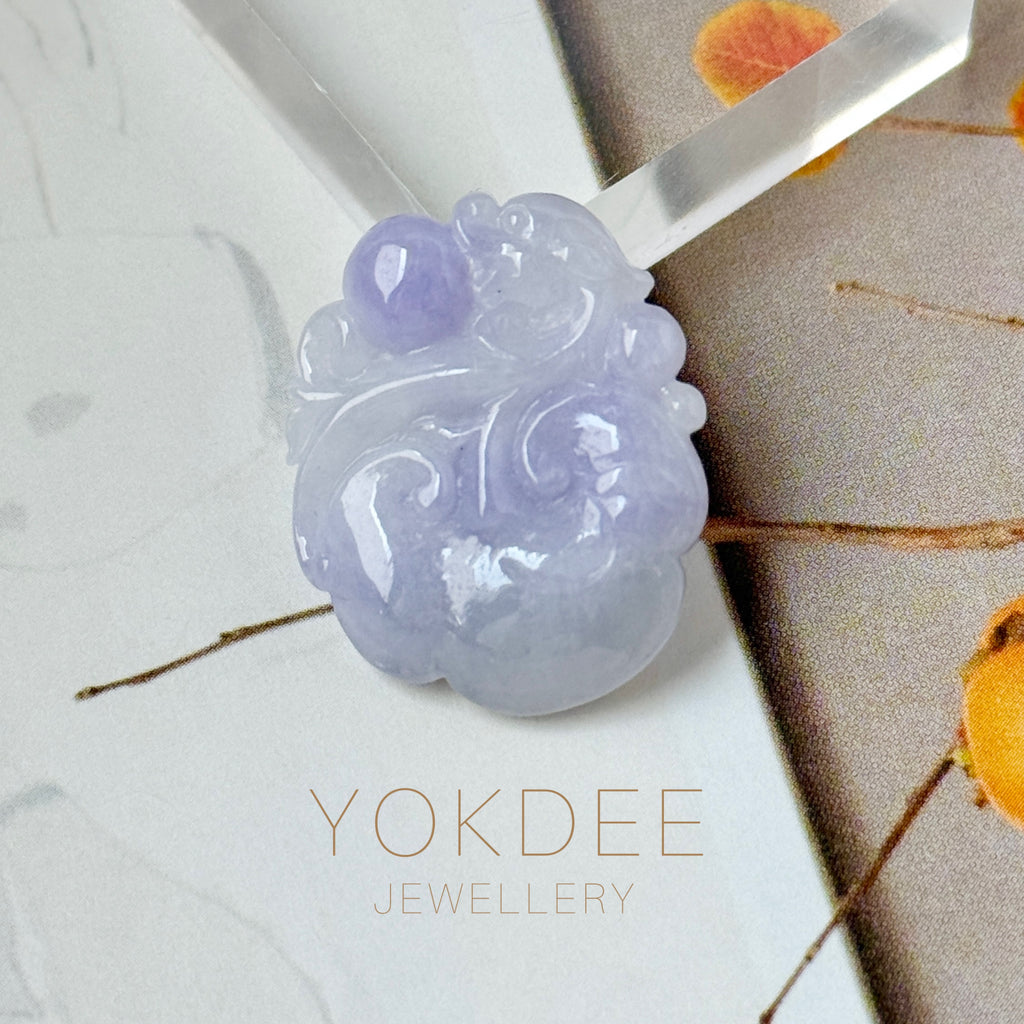A-Grade Lavender Jadeite Ruyi Pendant No. 172739