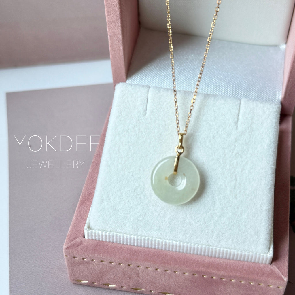 Icy A-Grade Natural Osmanthus Floral Jadeite Donut Pendant No.172981