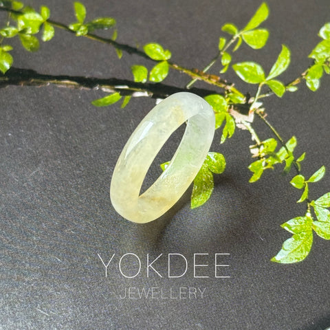 19mm Icy A-Grade Yellow White Jadeite Ring Band No. 162603
