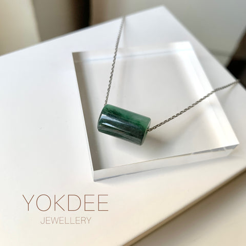 SOLD OUT: A-Grade Natural Bluish Green Jadeite Barrel No. 172529