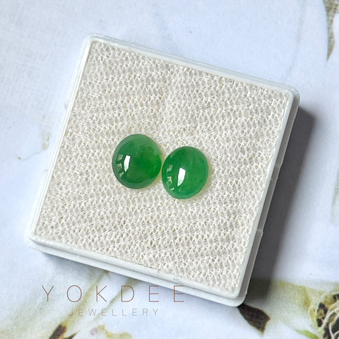 2.80cts A-Grade Natural Imperial Green Jadeite Oval Cabochon Pair No.180607