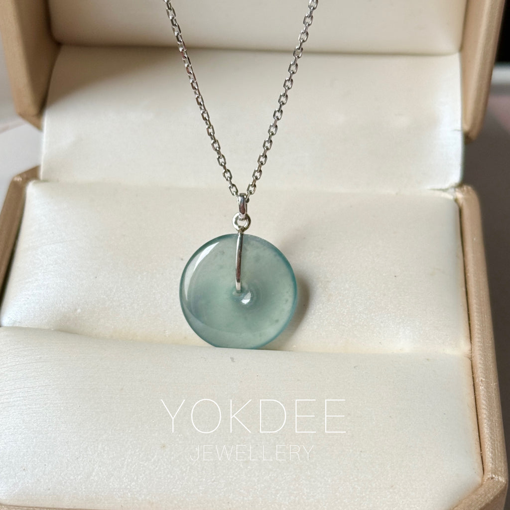 Icy A-Grade Natural Blue Jadeite Donut Pendant No.172900