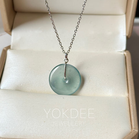 Icy A-Grade Natural Blue Jadeite Donut Pendant No.172900