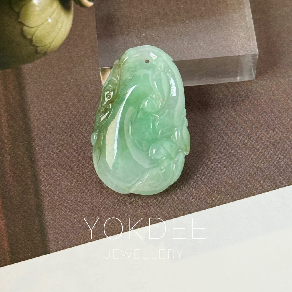 A-Grade Green Jadeite Ruyi Pendant No. 172774