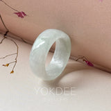 15mm A-Grade Natural White Jadeite Abacus Ring Band No.162545