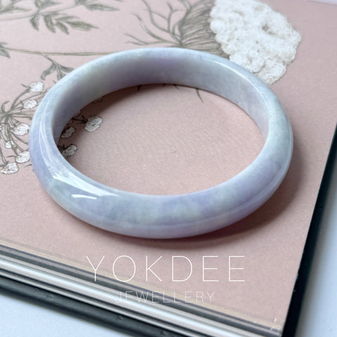 58mm A-Grade Natural Lavender Jadeite Modern Round Bangle No.152111