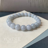 9.5mm A-Grade Natural Bluish Purple Jadeite Beaded Bracelet No. 190527