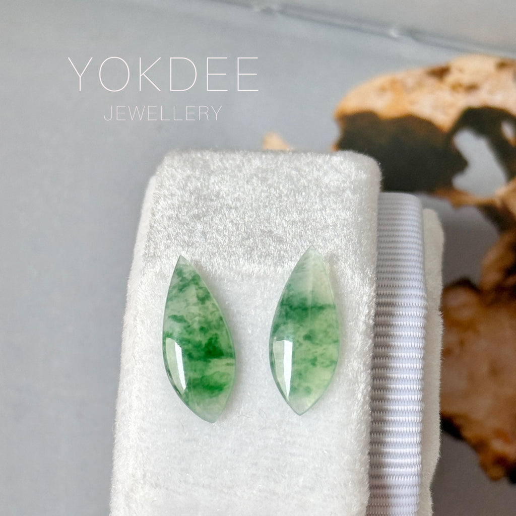 3.25 cts Icy A-Grade Natural Imperial Floral Jadeite Marquise Pair No. 180917