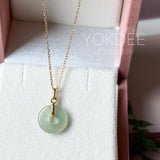 Icy A-Grade Natural Bluish Green Jadeite Donut Pendant No.172984