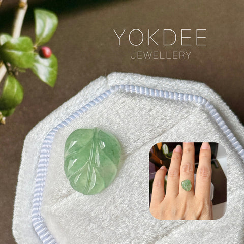 3.25 cts Icy A-Grade Natural Apple Green Jadeite Leaf No. 172875