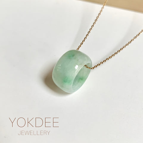 A-Grade Natural Moss On Snow Jadeite Barrel No. 171472