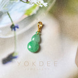 SOLD OUT: A-Grade Moss On Snow Jadeite Calabash Pendant No.600139