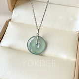 Icy A-Grade Natural Light Blue Jadeite Donut Pendant No.172867