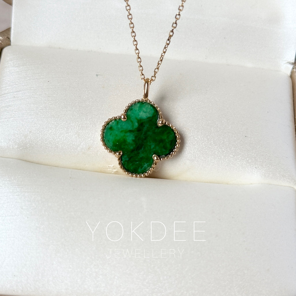 A-Grade Imperial Green Jadeite Clover Pendant No. 172721