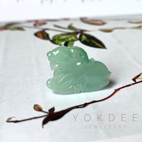 SOLD OUT: A-Grade Natural Light Green Jadeite Goat Pendant No.171002